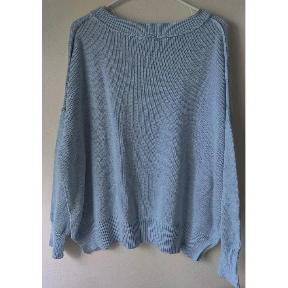 Vestique Women's Oversized Sweater 100%‎ Cotton Blue Size M/L NWT